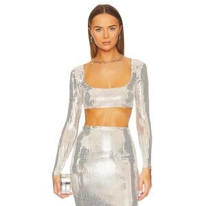The New Arrivals by Ilkyaz Ozel Sirena Long Sleeve Crop Top in Le Memphis